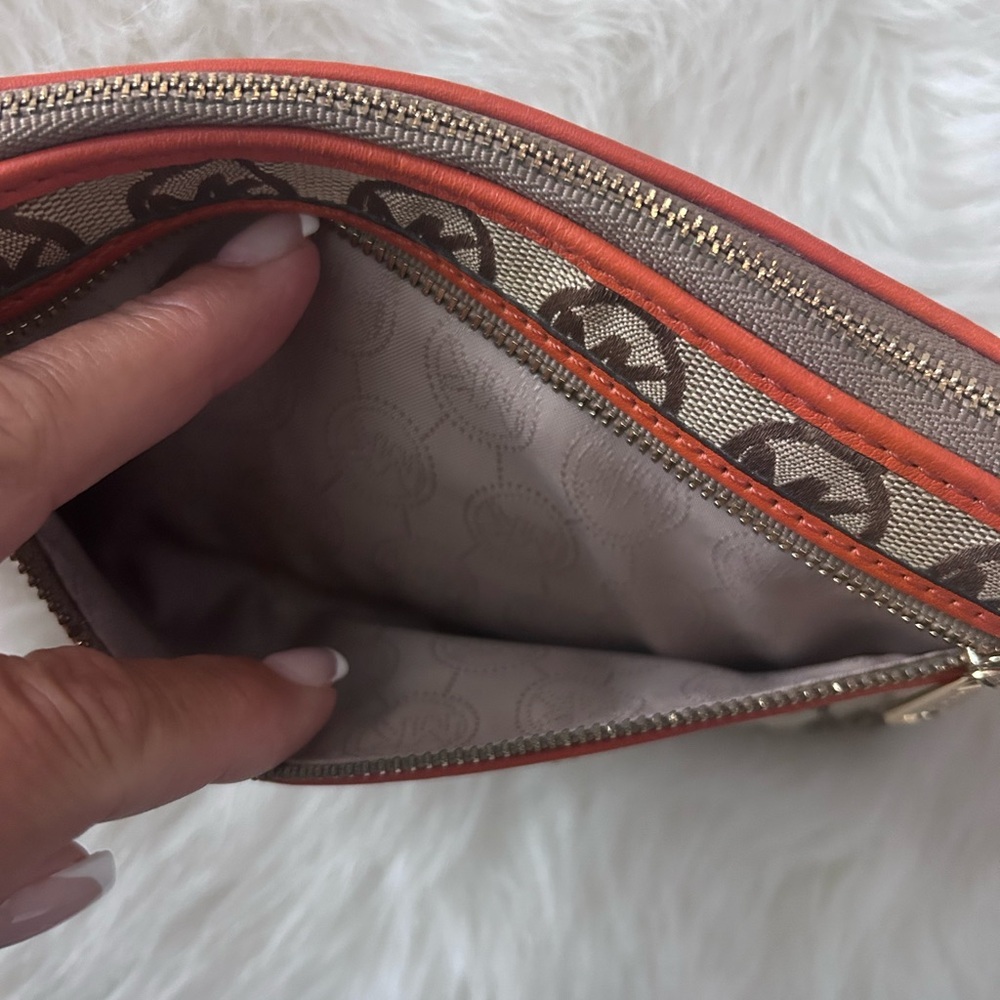 Michael Kors Tan and Orange Logo Wristlet - Picture 10 of 10